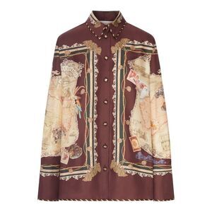 Zimmermann Women Printed Satin Shirt With A Scarf Motif